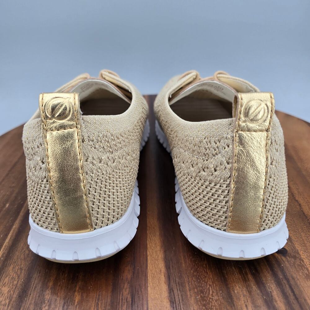 Cole Haan Zerogrand Oxfords Womens 8.5B Beige Gold Stitchlite Knit Wingtip Shoes - Picture 4 of 8